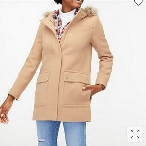 NWT J. CREW Vail Parka Coat in Camel